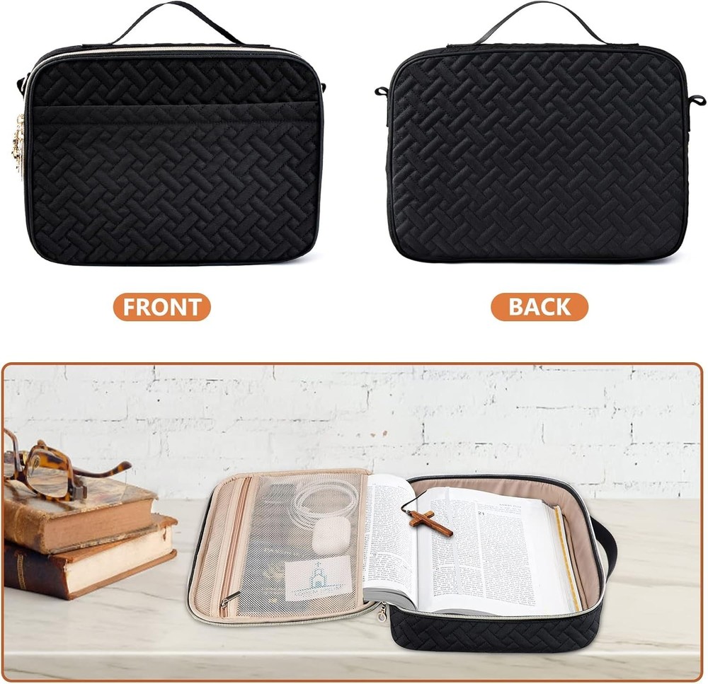 Elegant Black Bible Carrying Case - Versatile Protection for Your Scripture