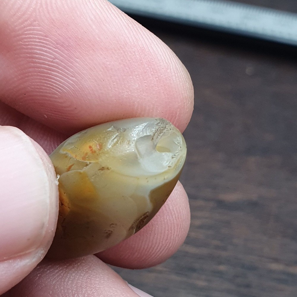 AA Ancient Suleimani Gray Agate Bead , Rare Himalayan agate bead