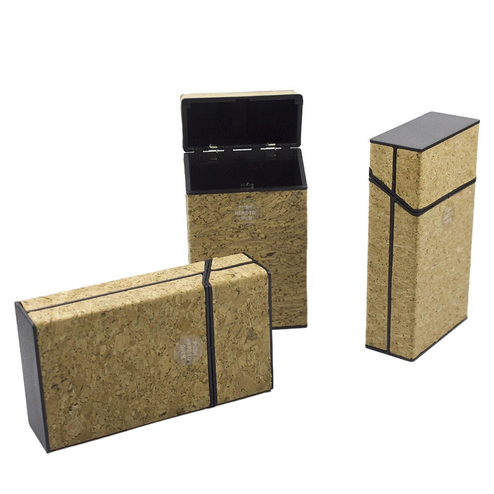 4 PACK 100 Size Push-to-Open Plastic Cigarette Case Cube wooden Graphics Design