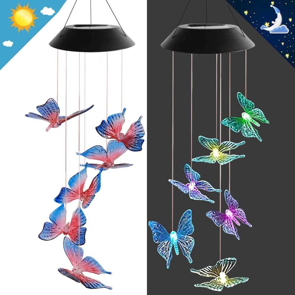 Red and Blue Butterfly Wind Chimes