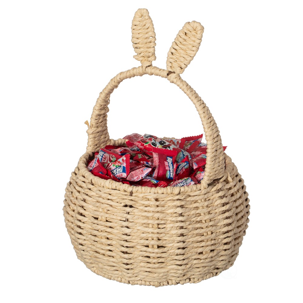 NEW Wickerwise Hand-Woven Easter Bunny Ear Basket with Handle