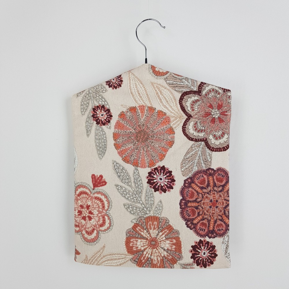 Peg Bag Handmade Cream Raspberry Flowers Lined Laundry Clothes Peg Holder