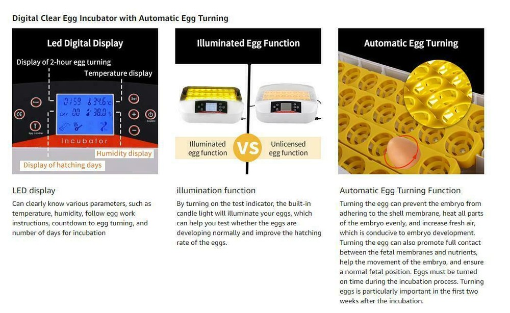 32 Egg Incubator Breeder Digital Egg Incubator Automatic Egg Turning Temperature