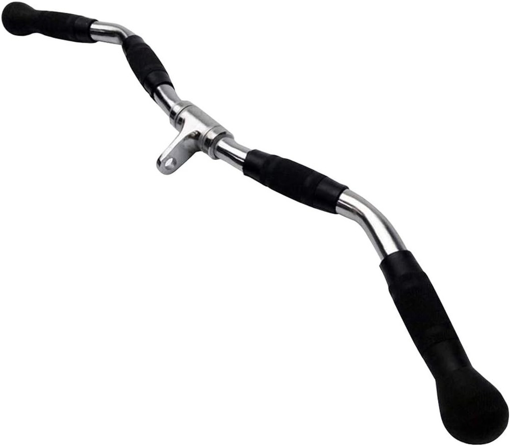 Lat Bar Cable Machine Attachment Curl Pulldown Bar W/ Full Rotation & Rubber