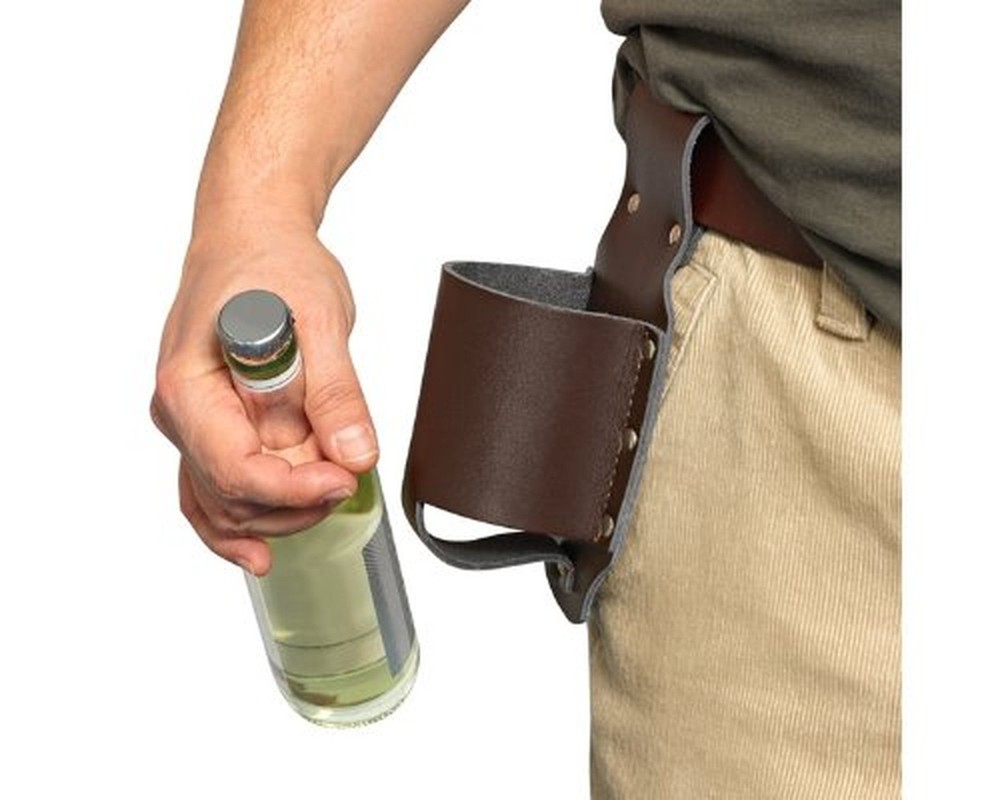 1880 Beer Holster Classic - Genuine Leather, Espresso Brown