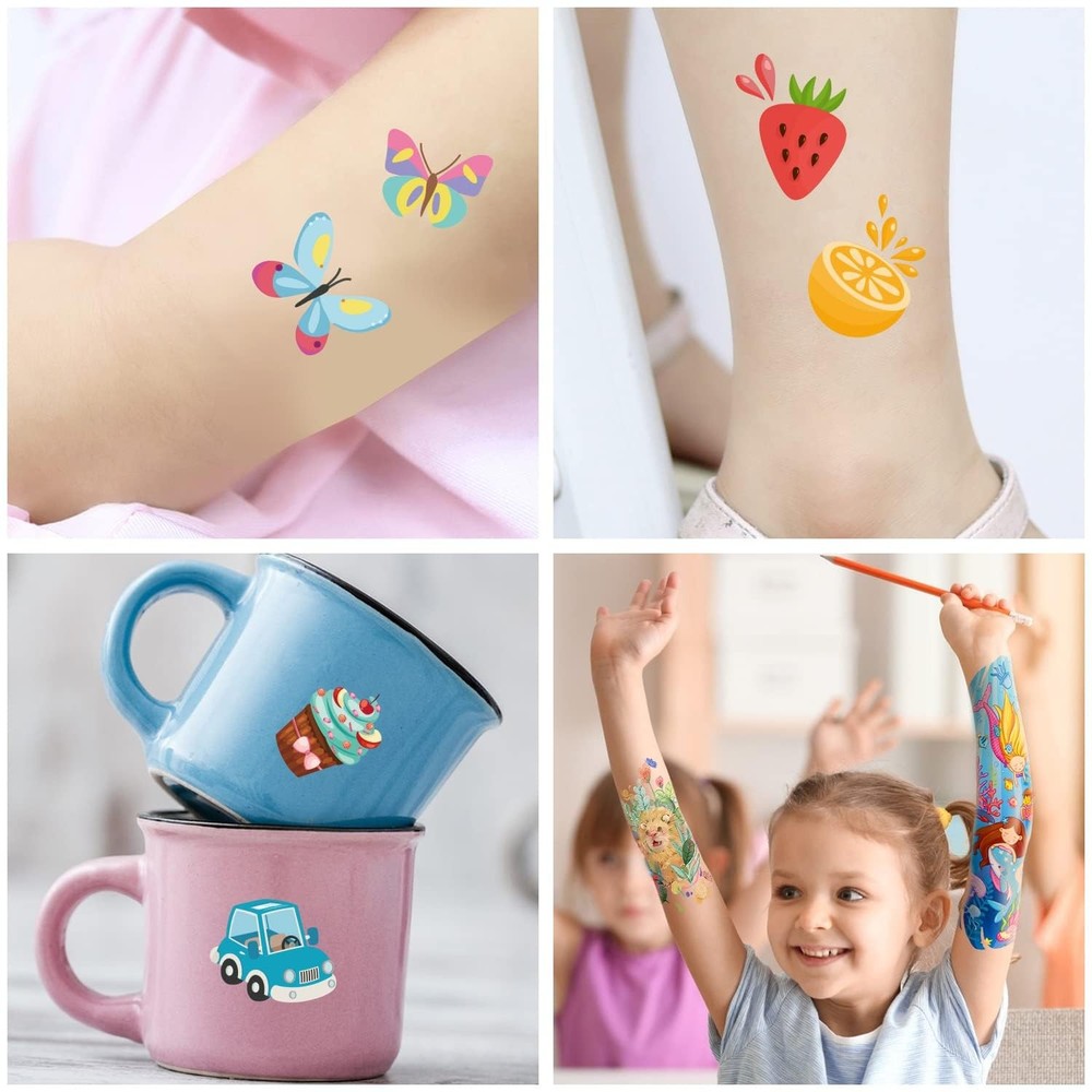 Leesgel 66 Sheets Full & Half Arm Temporary Tattoos Mixed size, Kids A