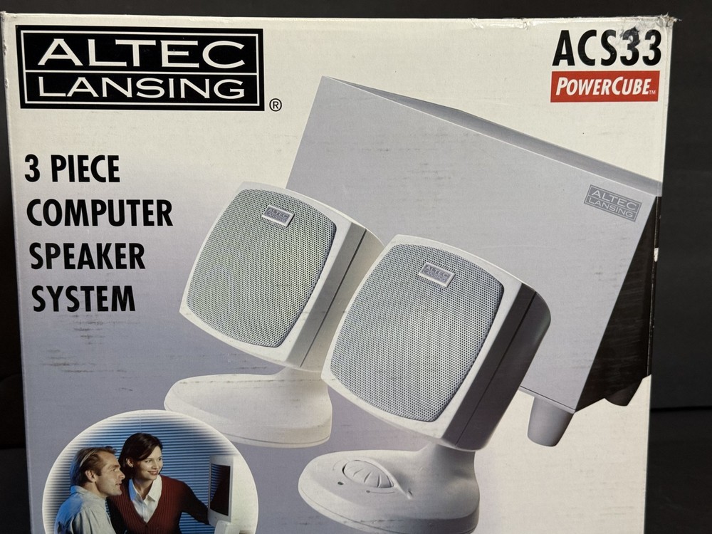 1999 ALTEC Lansing 3 piece computer speaker system ACS 33 POWERCUBE