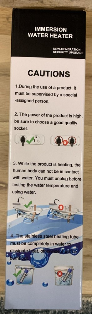 Immersion Water Heater Portable Electric 304 125v 2000w Stainless Heater 7ft