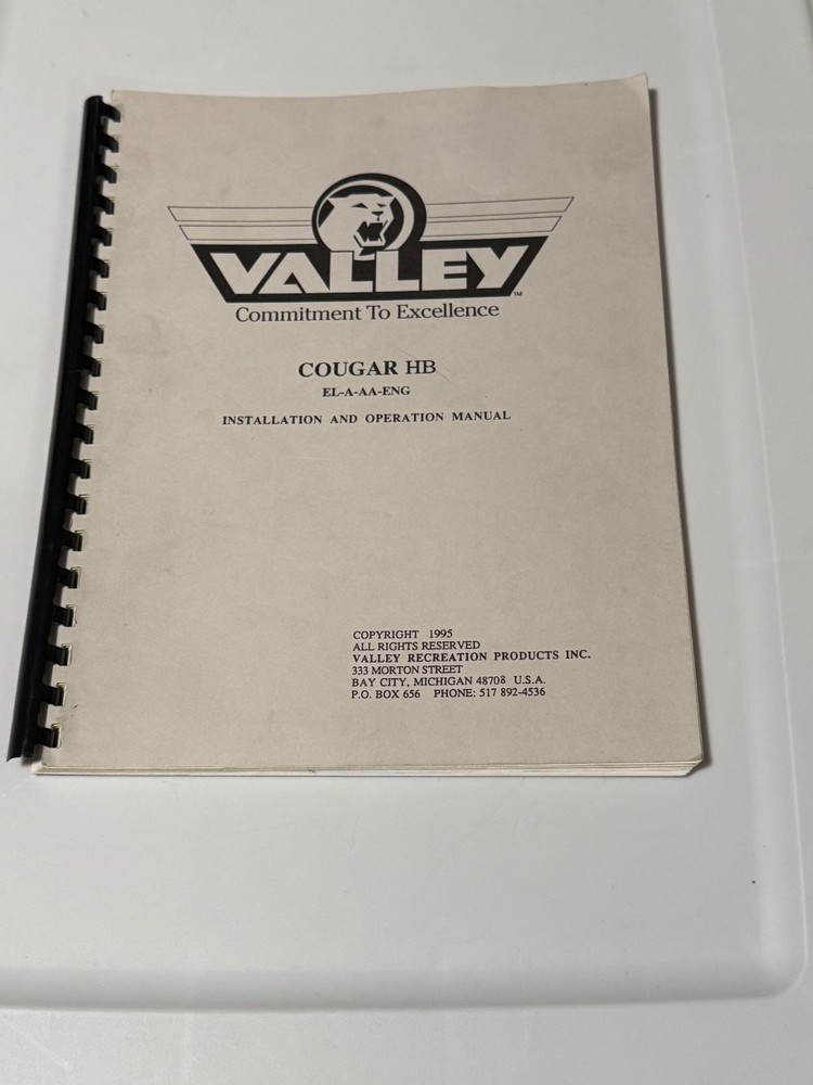 VALLEY COUGAR  HB DART GAME MANUAL