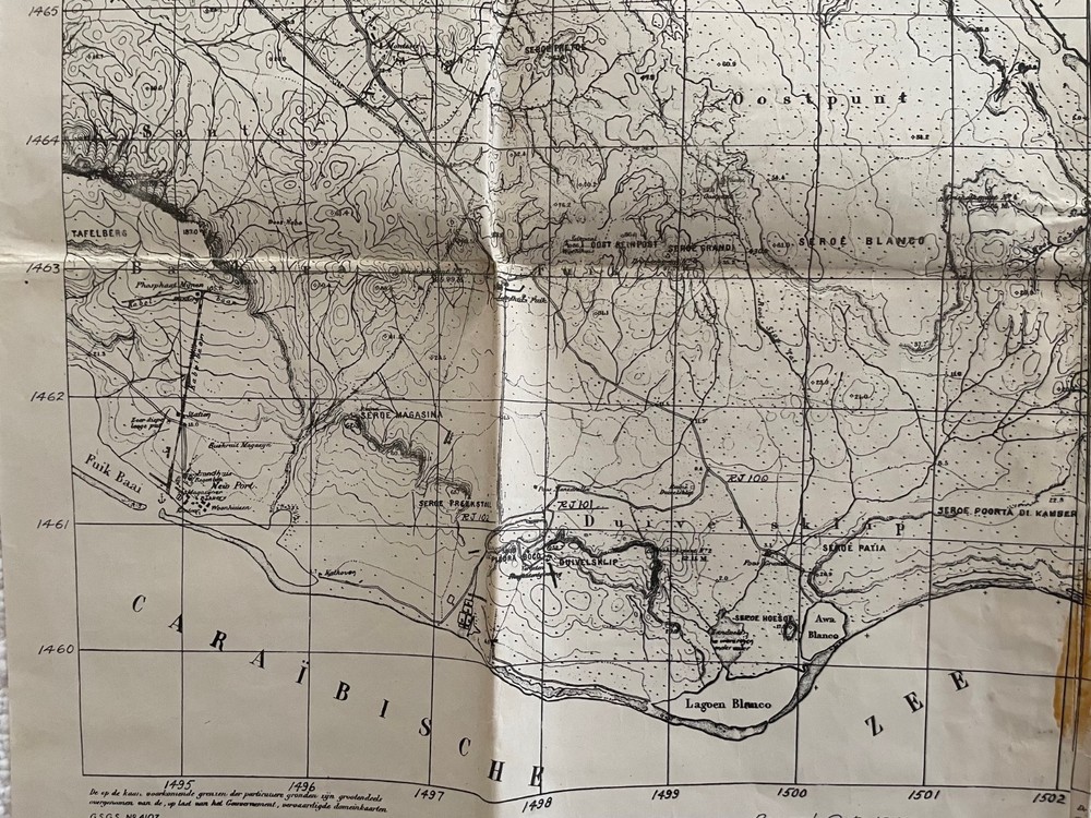 Vintage 1942 US ENGINEERS Force Curacao Map Sheet XVIII