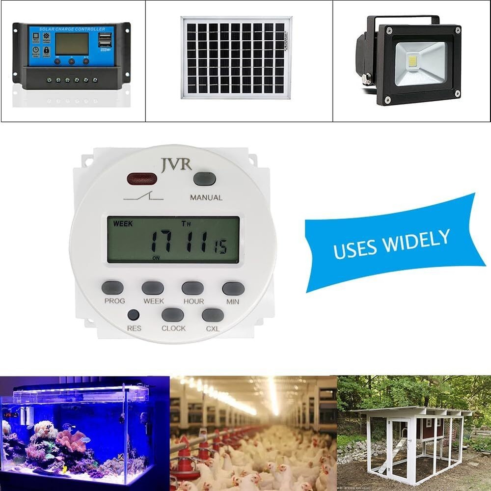 12V Timer Switch - Programmable, DC/AC/Solar Battery Powered | 12 Volt White