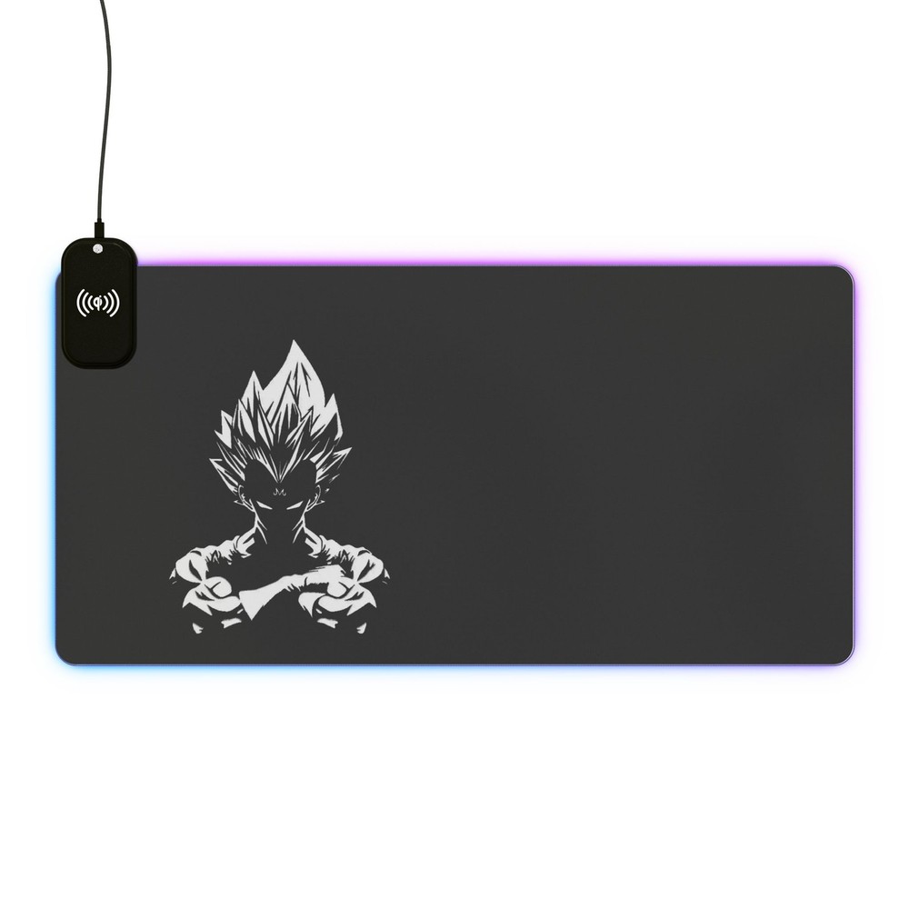 Vegeta Super Saiyan Silhouette LED Gaming Mouse Pad | Wireless Charging