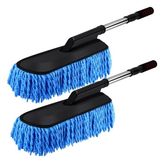 Pack Microfiber Car Duster Exterior Scratch Free with Extendable Handle 2 Blue