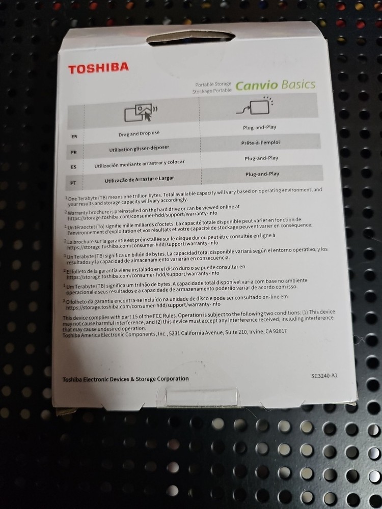 Toshiba Canvio Basic 4TB 2.5'' Portable External HDD - Black New!
