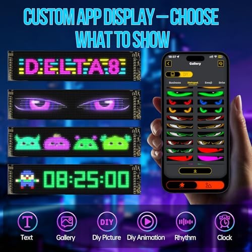 LED Sign for Car 2PCS - 23''x5'' Devil's Eyes Light for Windshield, 5V USB