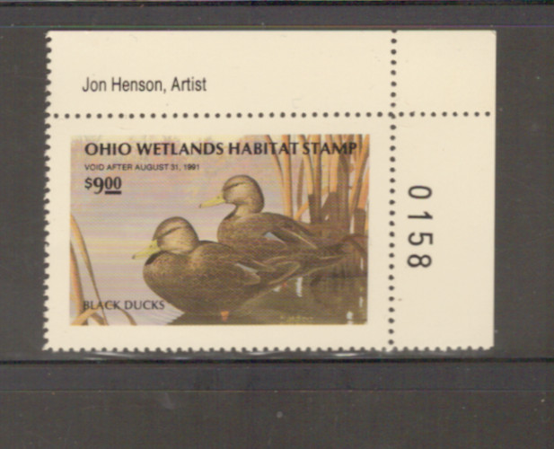 Ohio State Duck Stamp 1990 $9.00 at face value