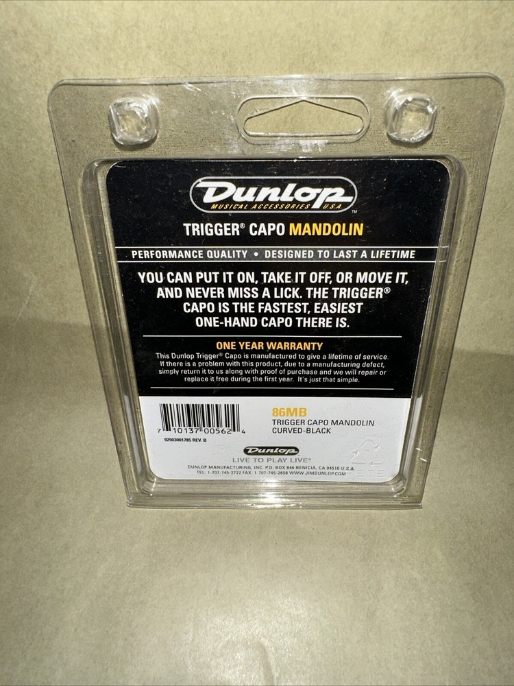 Dunlop Trigger Capo for Mandolin, Black 86MB New in package