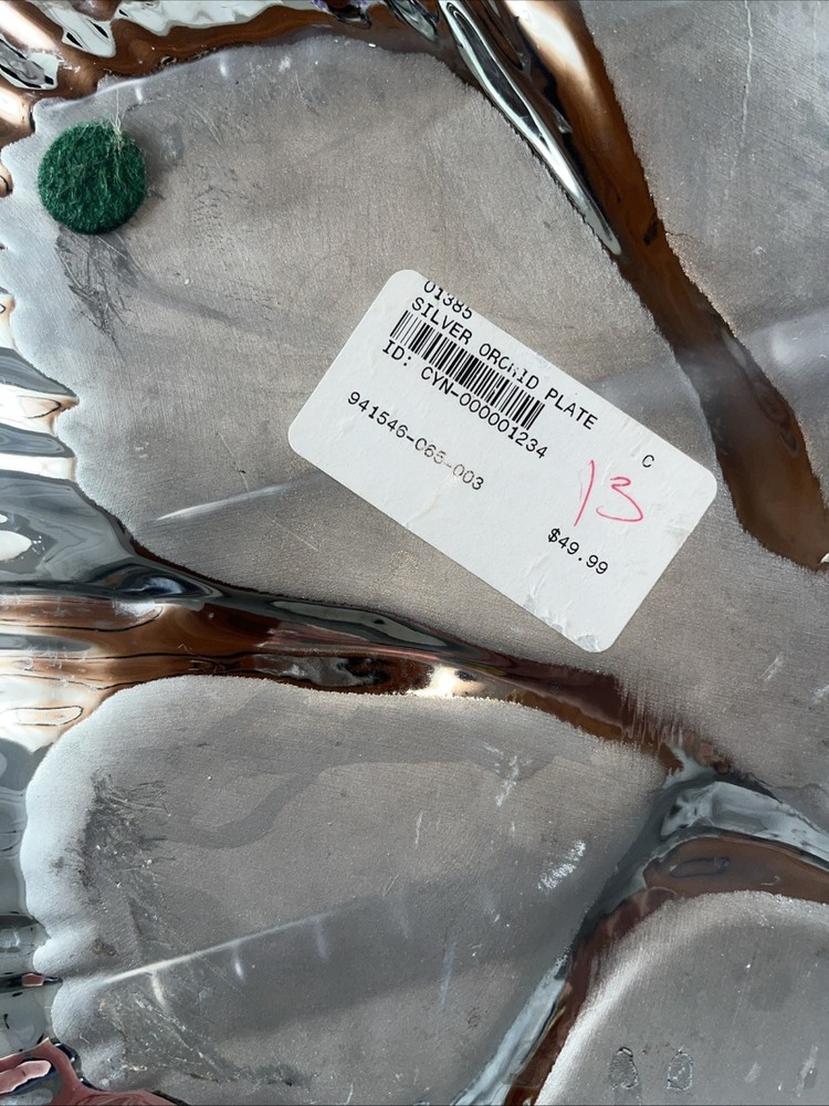 Silver Orchid Plate Large Beautiful