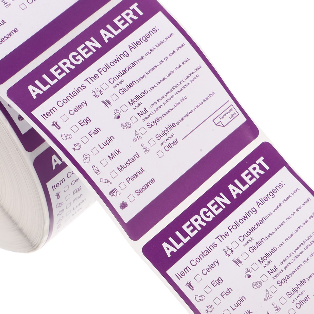 2 Rolls Allergen Label Notification Stickers Identification Labels