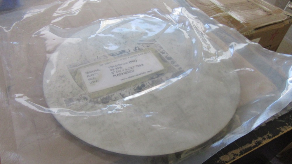 PLASAMATERIALS MOLYBDENUM 99.95% LOT# PLA59383553 SPUTTERING TARGET