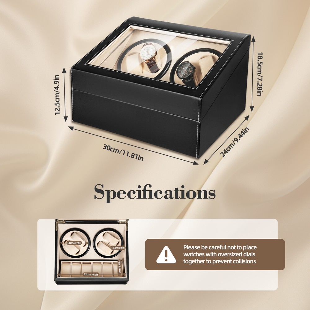 4+6 Luxury Automatic Rotation Watch Winder Box Leather Storage Display Case Gift