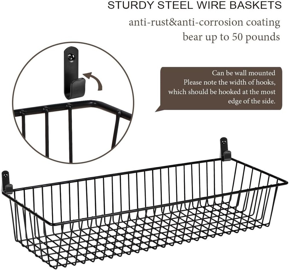 Freestanding Rustic Wire Baskets - 2 Pack for Versatile Storage Solutions