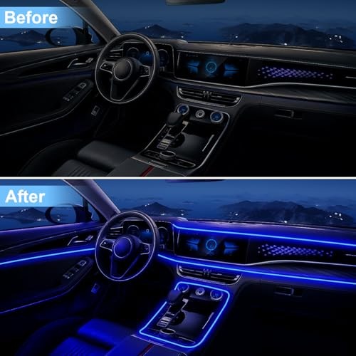 Interior Car LED Lights with Wireless APP/RF Remote Control, RGB 6 in 1
