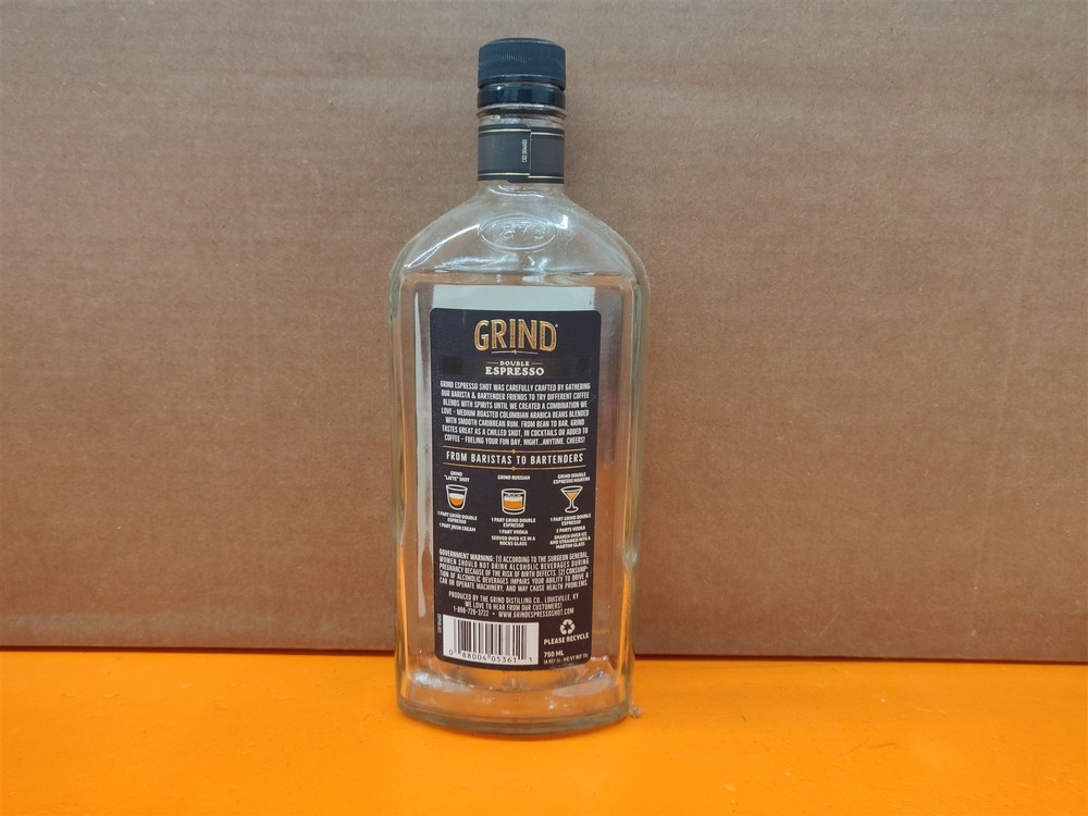 ⭐️⭐️⭐️⭐️⭐️ Empty 750mL Grind Double Espresso Shot Flask Style Glass Bottle