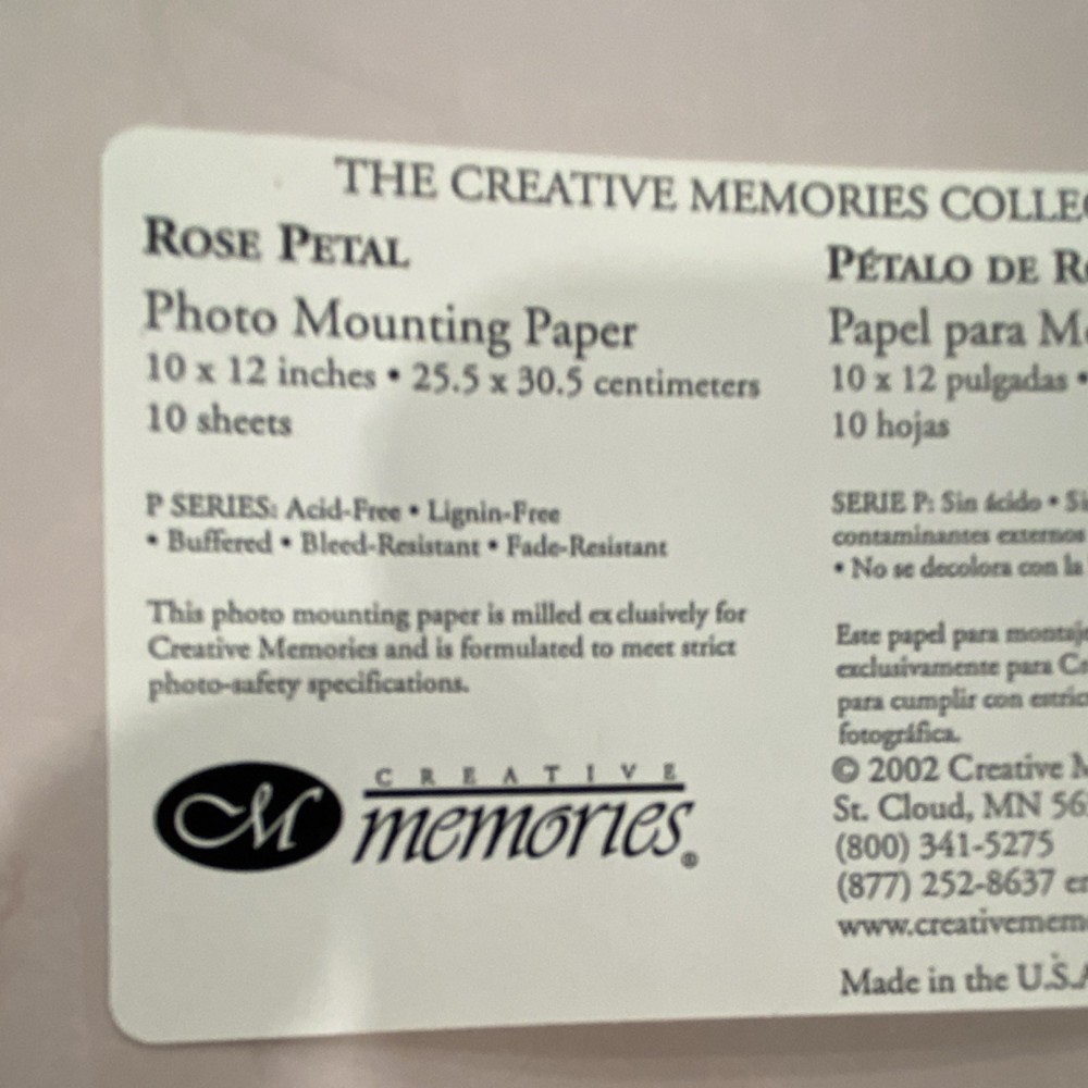 Creative Memories Rose Petal 10x12 Photo Mounting Paper Solid Smooth 10 Sheets