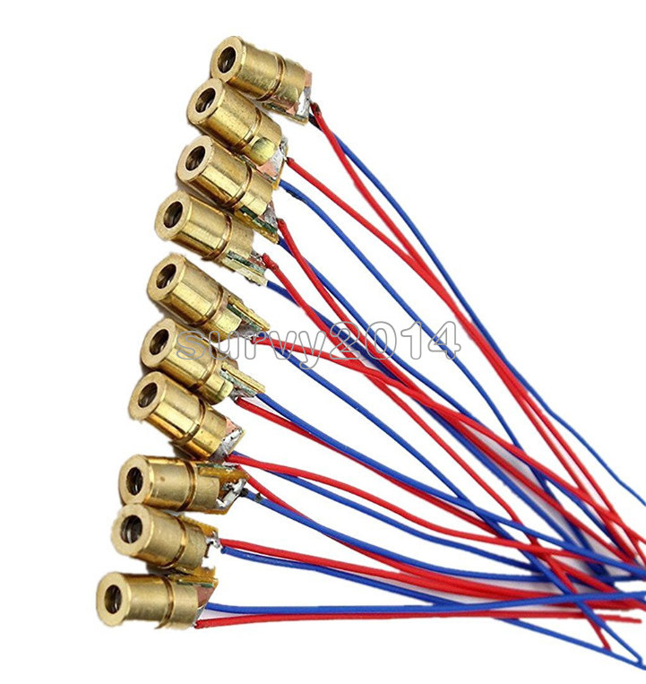 2Pcs 650nm 6mm 3V 5mW Mini Laser Dot Diode Module Head WL Red