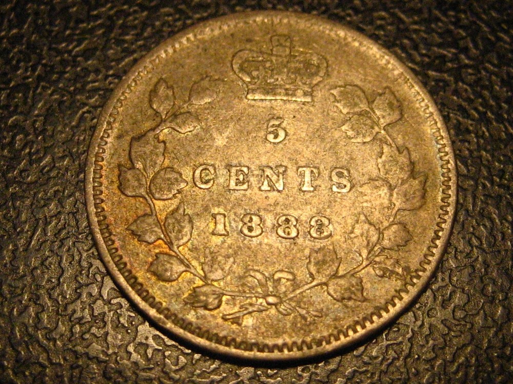 1888 Canadian Five Cent 92% Silver Piece