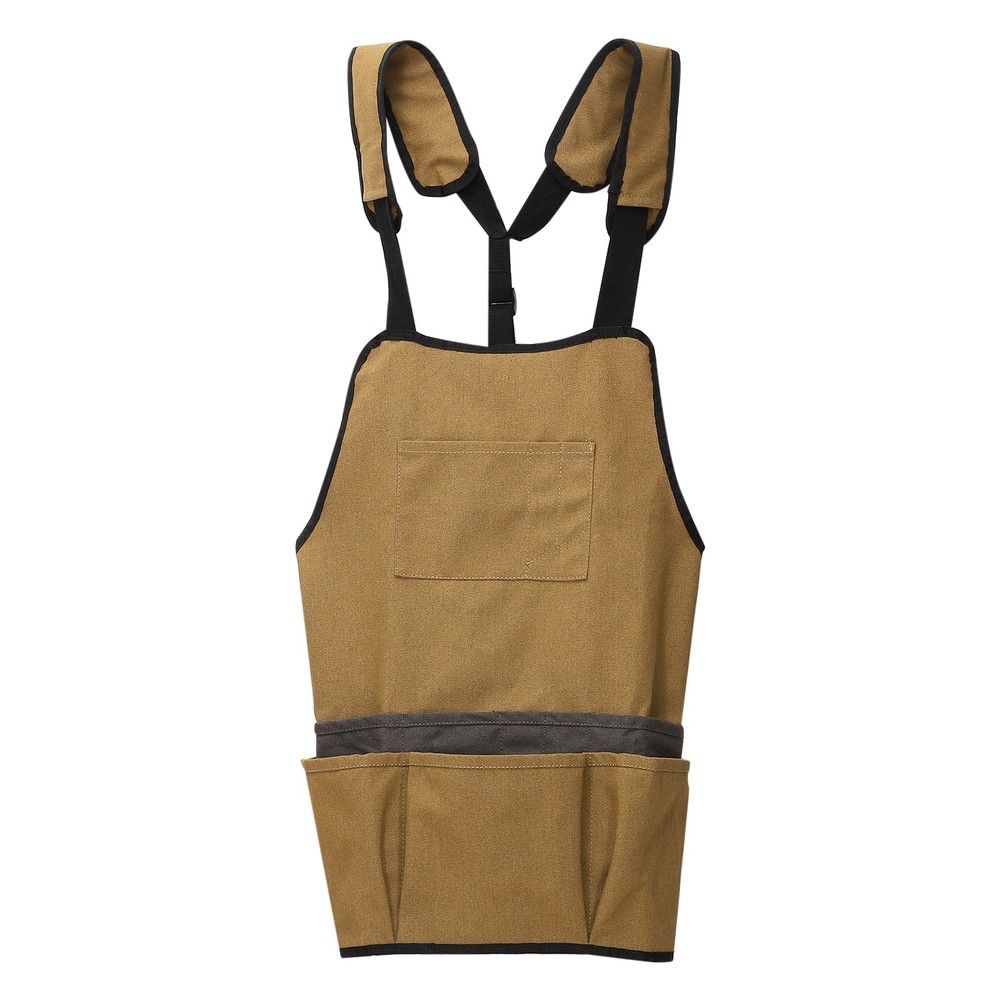 Canvas Work Tool Apron Adjustable Workshop Bib Aprons with 16 Pockets, Khaki