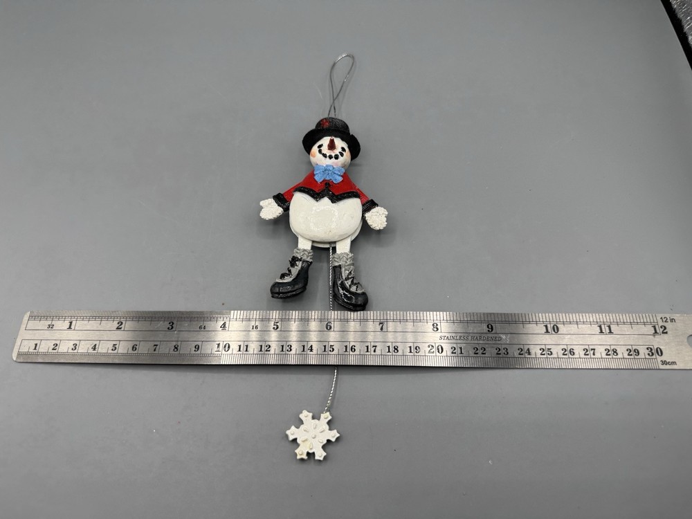 Vintage Jumping Jack Toy Puppet Pull String Snowman Ornament