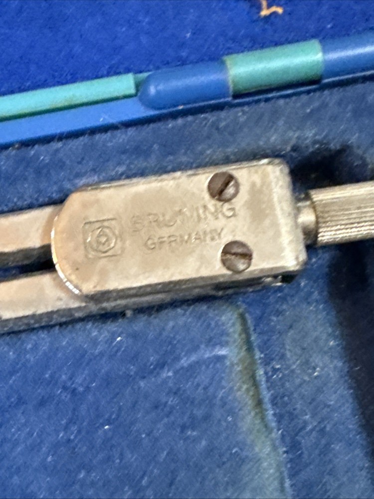 Vtg BRUNING Drafting Compass & Tools Vintage Engineering in Case Germany