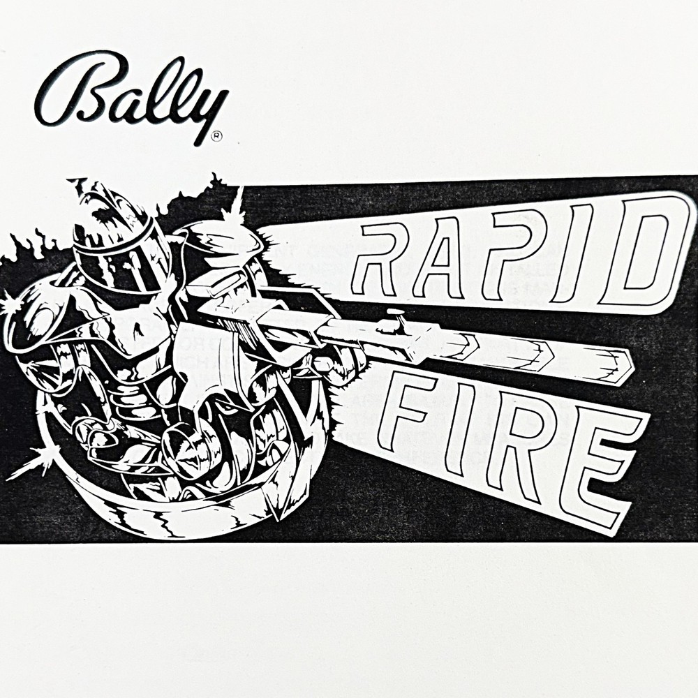 Bally Rapid Fire Pinball Machine Game Manual Schematics