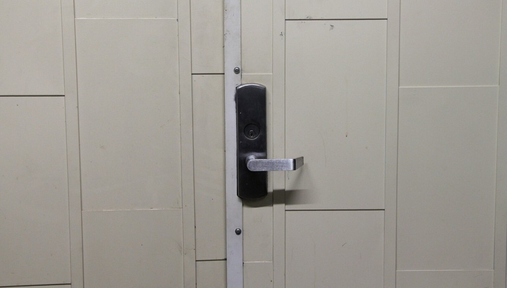 Painted White Fire Double Doors with Push Bar 89.75 x 72