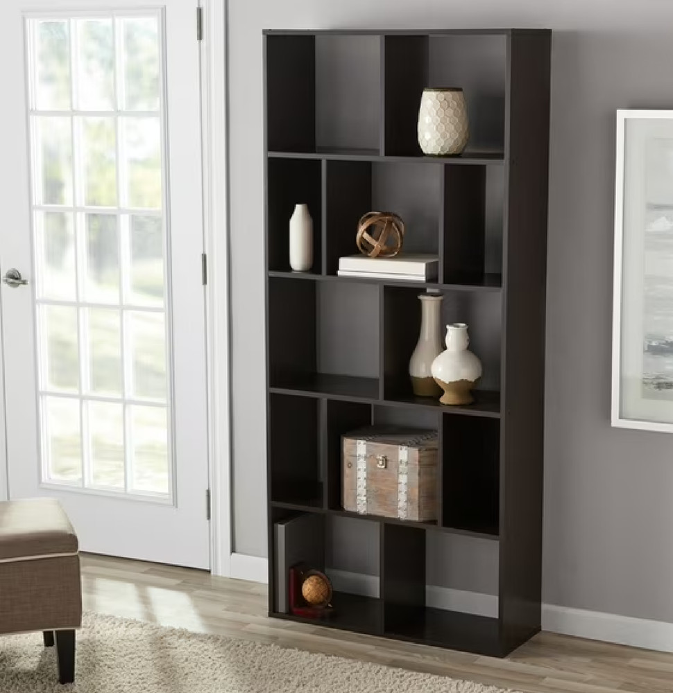 Mainstays 12-Cube Square Shelf Bookcase Espresso