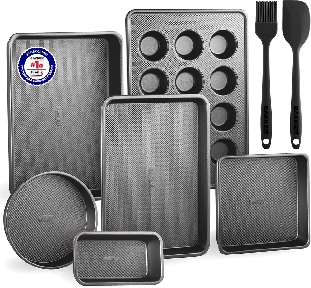 New 8-Piece Bakeware Set – Non-Stick, Professional, Multi-Sized, Black, 2025