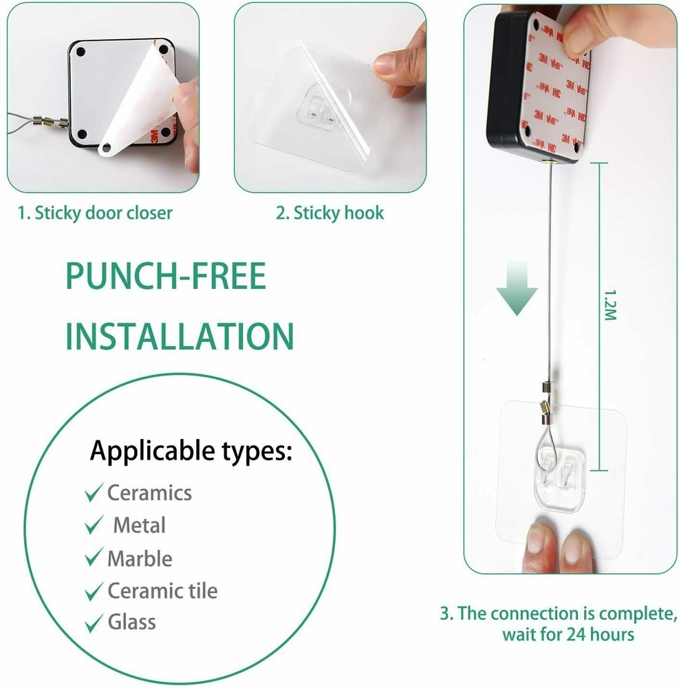 2Pcs Multifunctional Punch-Free With Drawstring Automatic Sensor Door Closer