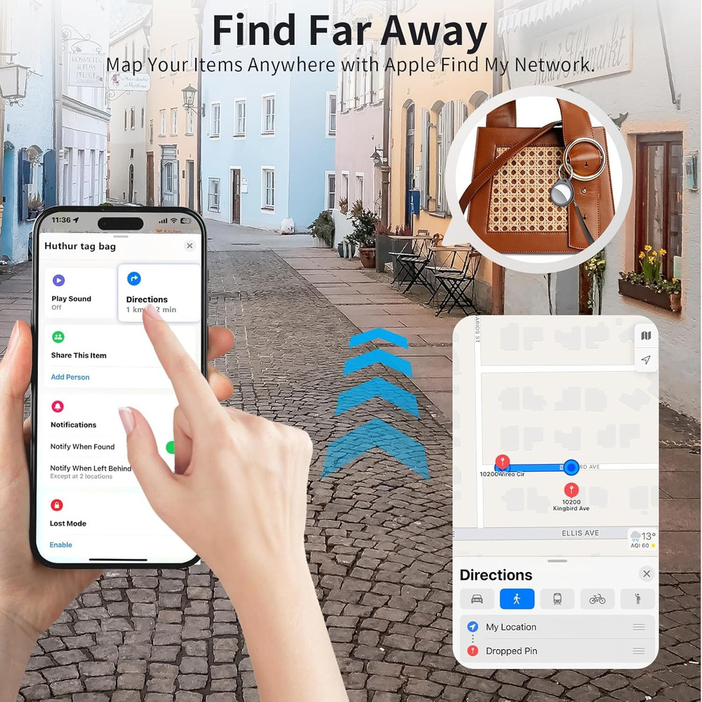 Air Tracker Tags-4 Pack, 5.3 Bluetooth Tracker Work with Apple Find My (iOS Only