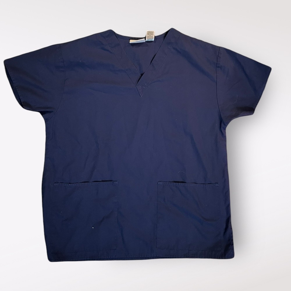APPLE LIFE Navy Blue Scrub Uniform Top Style 5110 Size Medium