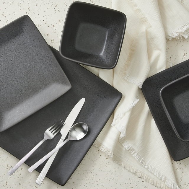 Better Homes & Gardens Anderson Grey Square-Shaped Stoneware 12-Piece Dinnerware