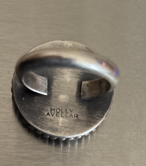 Rare Unique Sign Molly Avellar Cape Cod Ocean Jasper sterling Silver ring Size 9