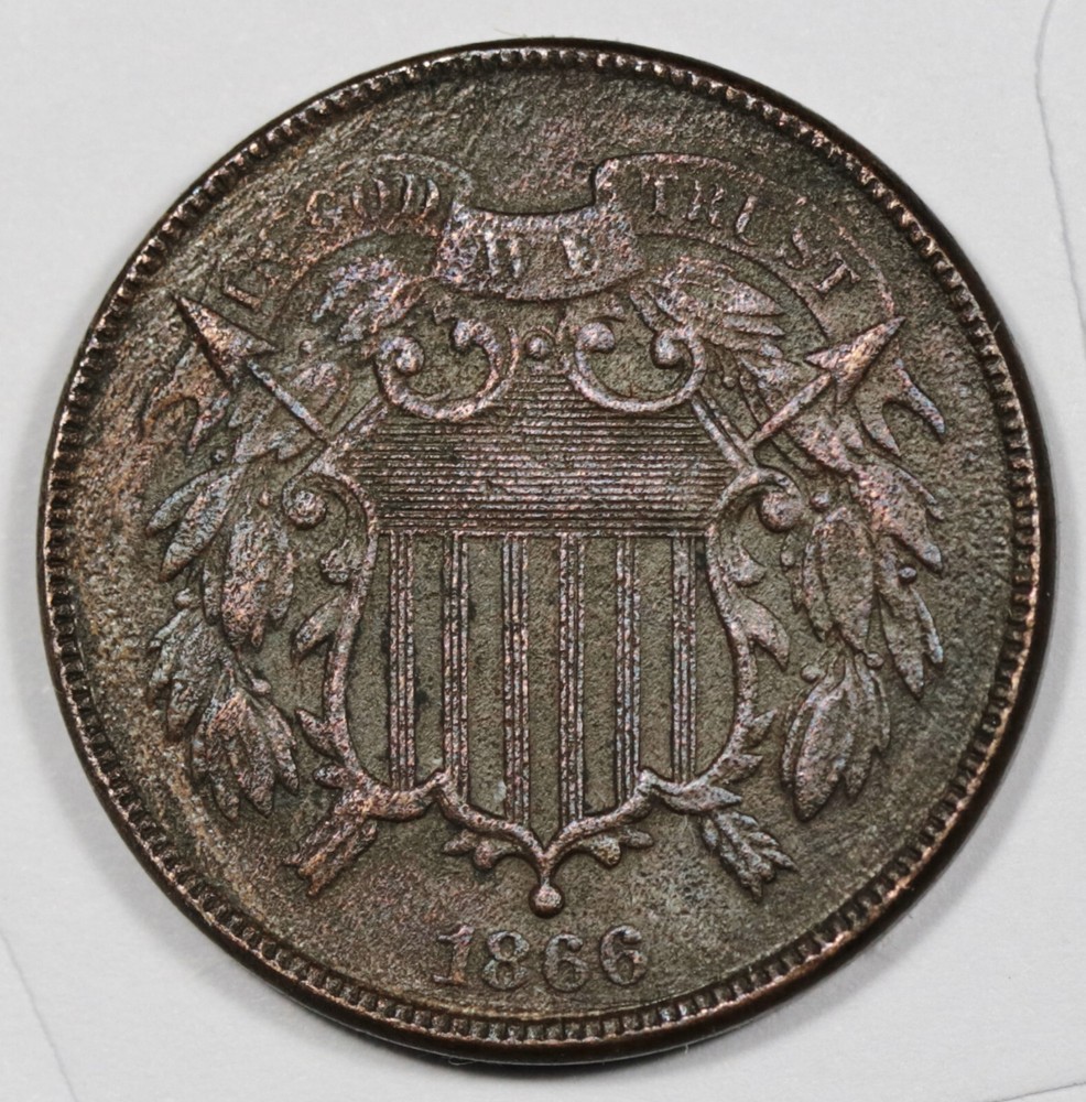 1866 2 Cent Piece.  XF.  207019