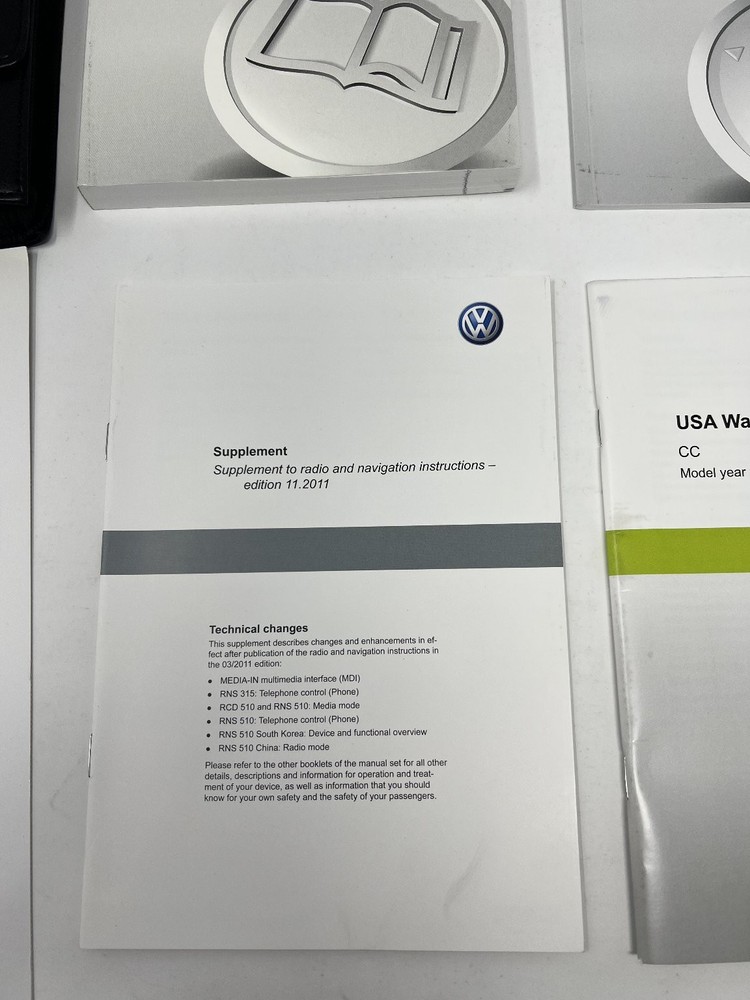 2013 Volkswagen CC Owners Manual OEM Complete Set