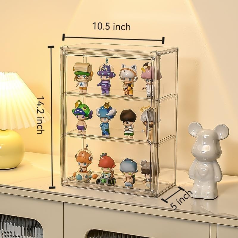 Stackable Clear Acrylic Organizer for Action Figures - Magnetic Access - 2 Pack