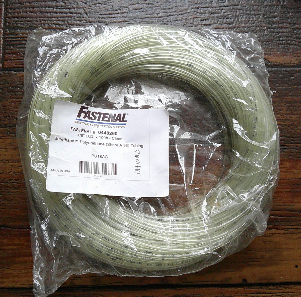 FASTENAL PU18AC Surethane Polyurethane Plastic Tubing, Clear 1/8" OD X 100"