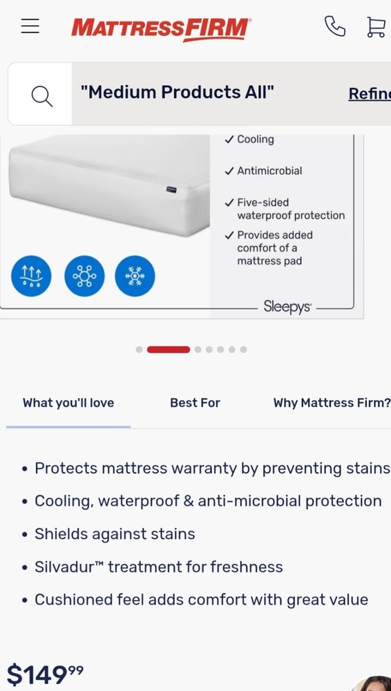 Sleepy's Cooling Waterproof Antimicrobial Five-Sided Mattress Protector White