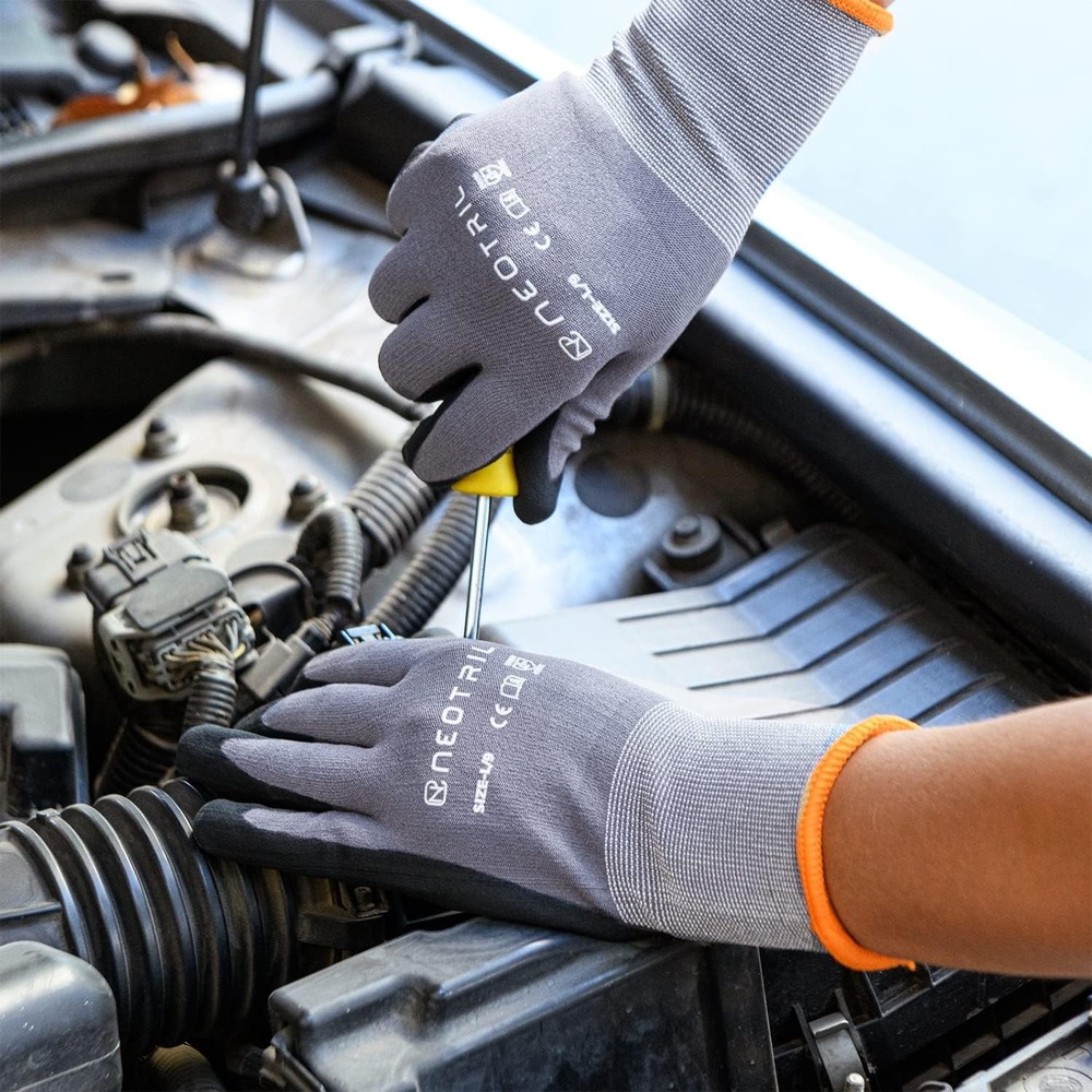 Microfoam Nitrile Coated Safety Work Gloves - Breathable Nylon, Multiple Pairs