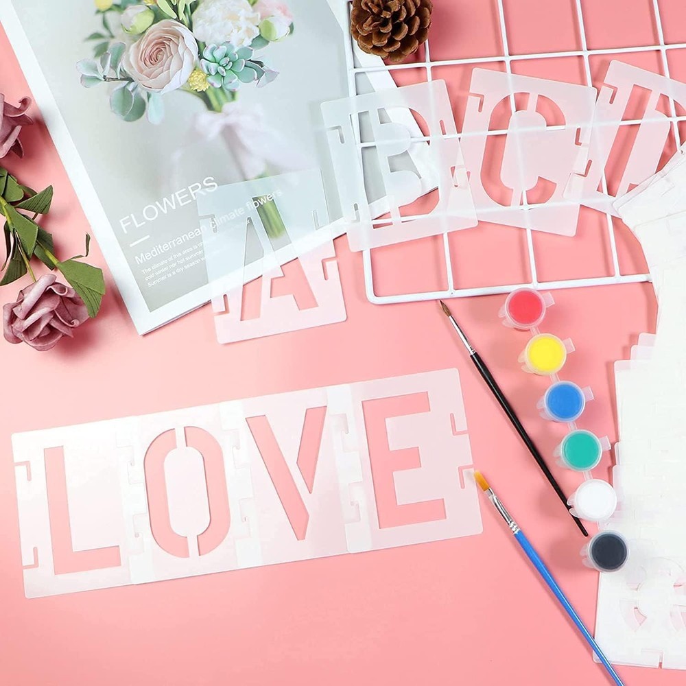 Alphabet Stencil Set 42pcs Reusable Letters